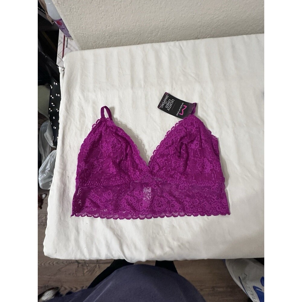 NWT Dreamgirl Lace Bralette Magenta Zeal XL Adjustable Strap Wireless Floral